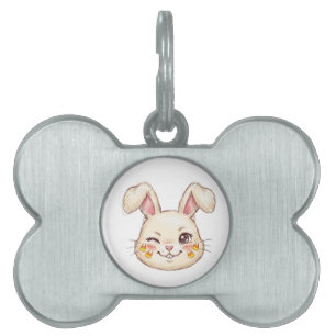 ute Mischievous Winking Bunny Candy Corn Face Pain Pet ID Tag