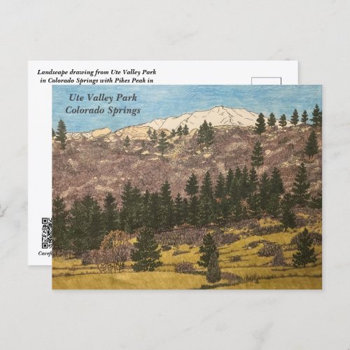 Ute Valley Park Colorado Springs illustration  Postcard