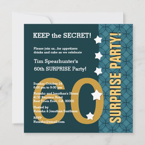 UTEMPLATE 60th SURPRISE Birthday Stars Funny A04 Invitation