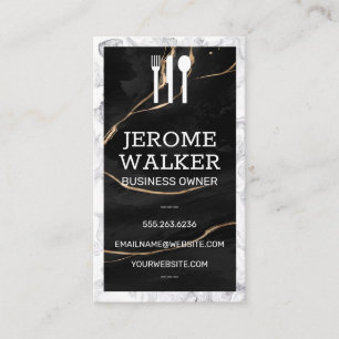 Utensil Logo Marble Business Card