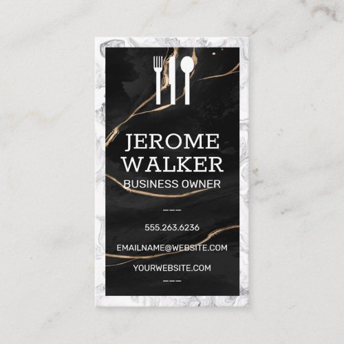 Utensil Logo  Marble Business Card