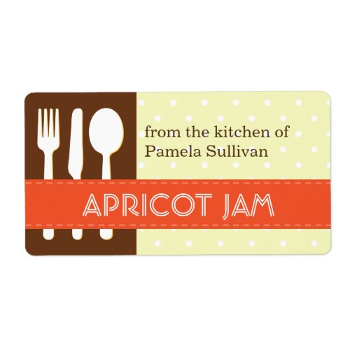 Utensil orange brown from the kitchen of jar label