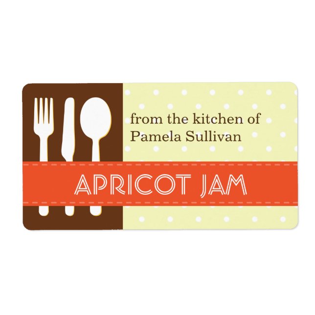 Utensil orange brown from the kitchen of jar label (Front)