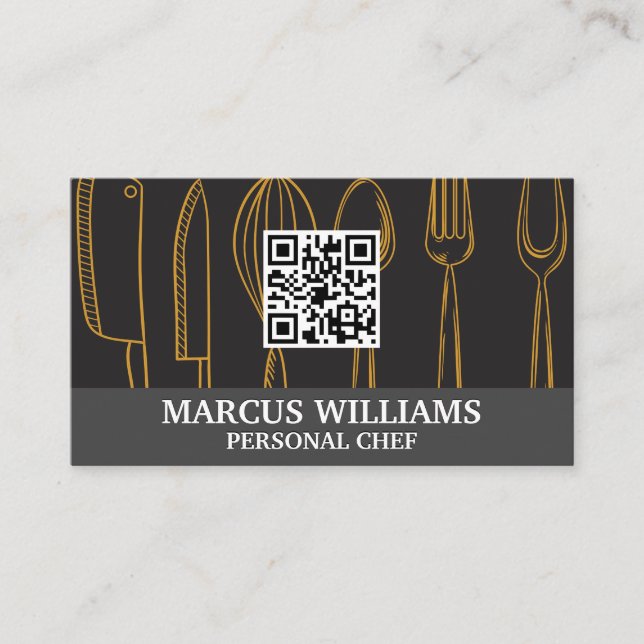 Utensils | Executive Chef | QR Code Business Card (Front)