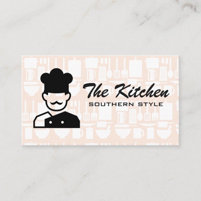 Utensils Restaurant | Chef Logo Business Card (Front)