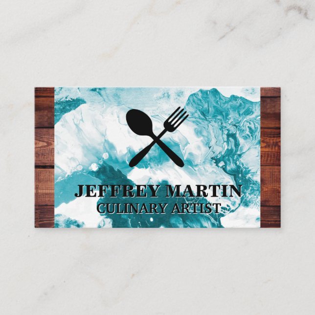 Utensils | Wood Trim | Abstract Business Card (Front)