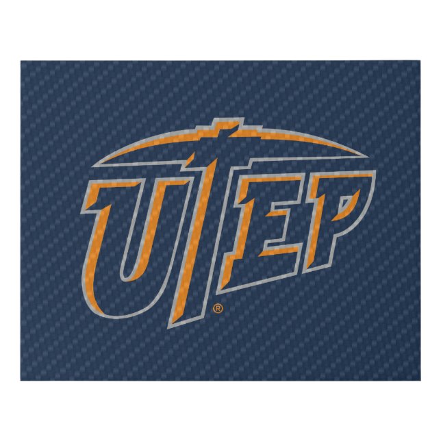 UTEP Carbon Fiber Faux Canvas Print (Front)