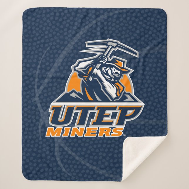UTEP Miners Basketball Sherpa Blanket (Front)