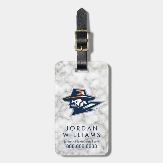UTEP White Marble Luggage Tag (Front Vertical)