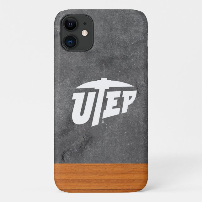 UTEP Wood Cement Case-Mate iPhone Case (Back)