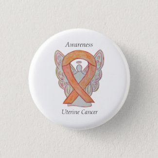 Uterine Cancer Angel Awareness Ribbon Custom Pins
