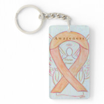 Uterine Cancer Angel Awareness Ribbon Keychain