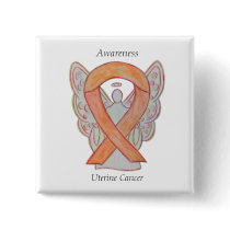 Uterine Cancer Angel Awareness Ribbon Pins