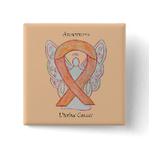 Uterine Cancer Angel Awareness Ribbon Pins