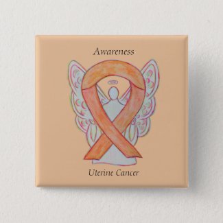 Uterine Cancer Angel Awareness Ribbon Pins