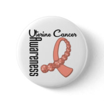 Uterine Cancer Awareness Gemstone Ribbon Pinback Button