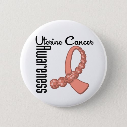 Uterine Cancer Awareness Gemstone Ribbon Pinback Button