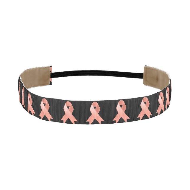 Uterine Cancer Awareness Peach Ribbon Athletic Headband (Front)