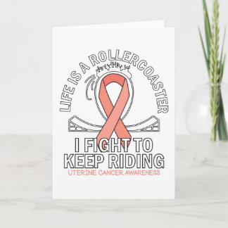 Uterine cancer awareness peach ribbon card