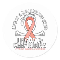 Uterine cancer awareness peach ribbon classic round sticker