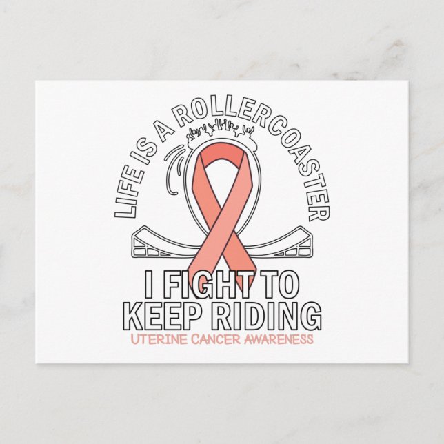Uterine cancer awareness peach ribbon postcard (Front)