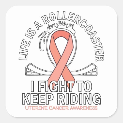 Uterine cancer awareness peach ribbon square sticker