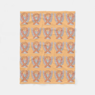 Uterine Cancer Awareness Ribbon Fleece Blankets