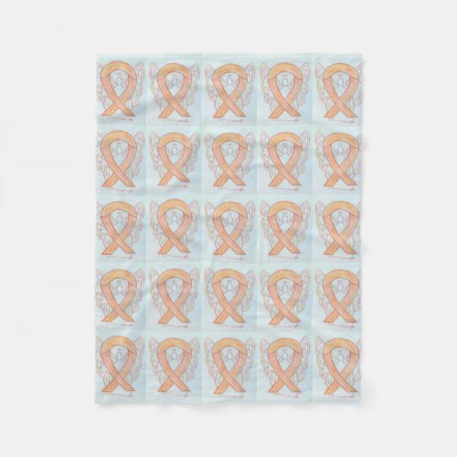 Uterine Cancer Awareness Ribbon Fleece Blankets