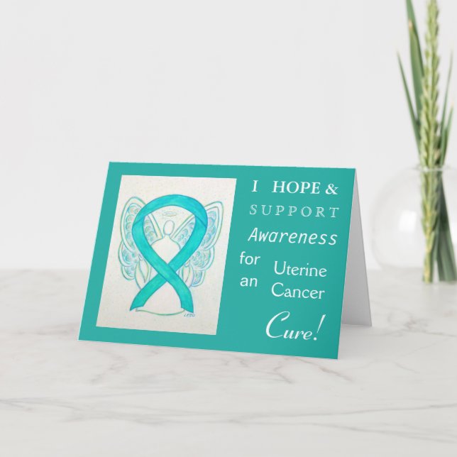 Uterine Cancer Awareness Ribbon Greeting Card (Front)