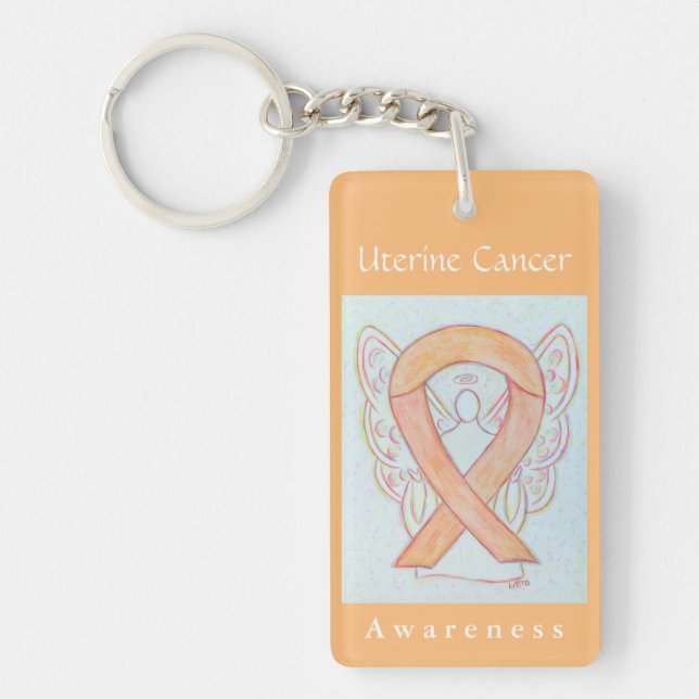 Uterine Cancer Awareness Ribbon Keychain (Front)