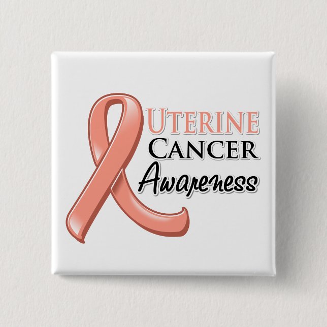 Uterine Cancer Awareness Ribbon Pinback Button (Front)
