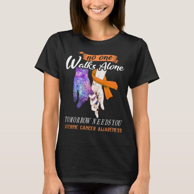 Uterine Cancer Awareness Ribbon Support Gifts T-Shirt (Front)