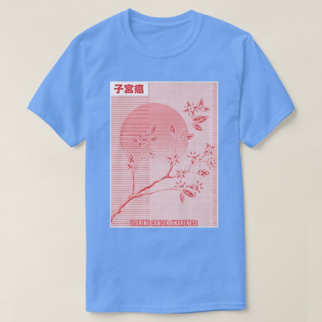 Uterine Cancer Awareness Sakura Cherry Blossom  T-Shirt (Design Front)