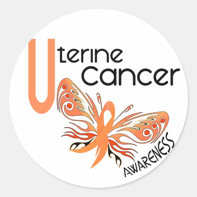 Uterine Cancer BUTTERFLY 3.1 Classic Round Sticker (Front)