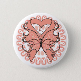Uterine Cancer Butterfly Circle of Ribbons Pinback Button