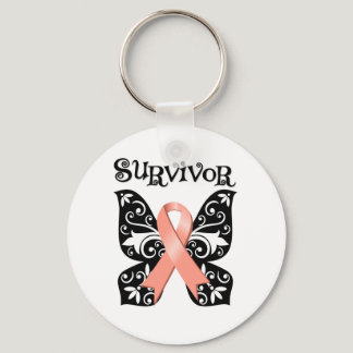 Uterine Cancer Butterfly Survivor Keychain