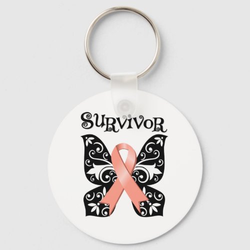 Uterine Cancer Butterfly Survivor Keychain