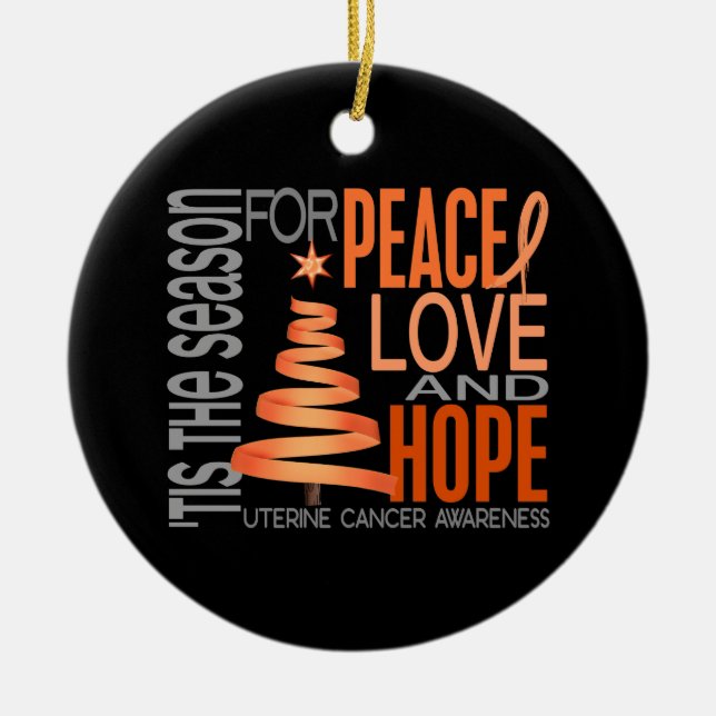 Uterine Cancer Christmas 1 Ornaments (Front)