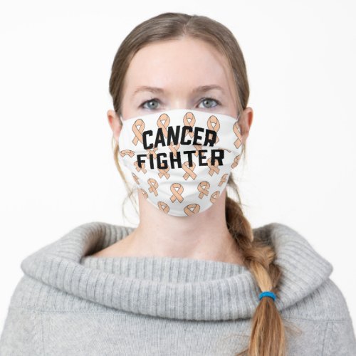 uterine cancer fighter with seamless peach ribbons adult cloth face mask