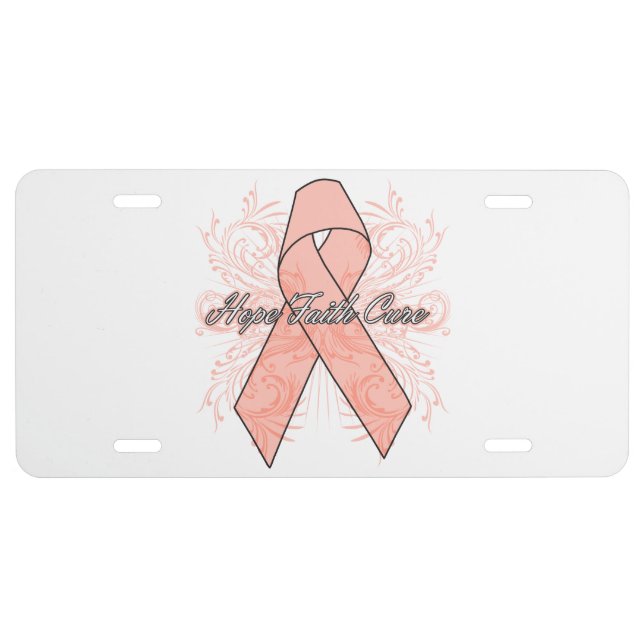 Uterine Cancer Flourish Hope Faith Cure License Plate (Front)