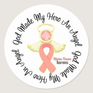 Uterine Cancer God Made My Hero An Angel Classic Round Sticker