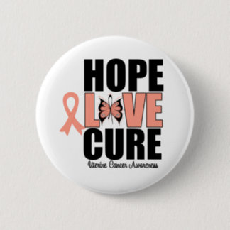 Uterine Cancer Hope Love Cure Pinback Button