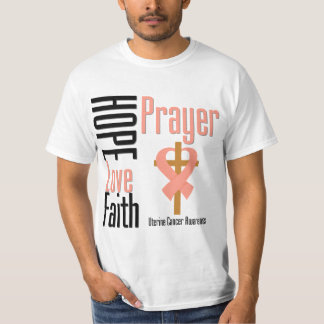 Uterine Cancer Hope Love Faith Prayer Cross T-Shirt