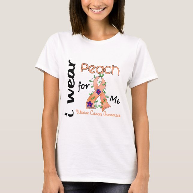Uterine Cancer I Wear Peach For ME 43 T-Shirt (Front)