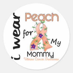 Uterine Cancer I Wear Peach For My Mommy 43 Classic Round Sticker