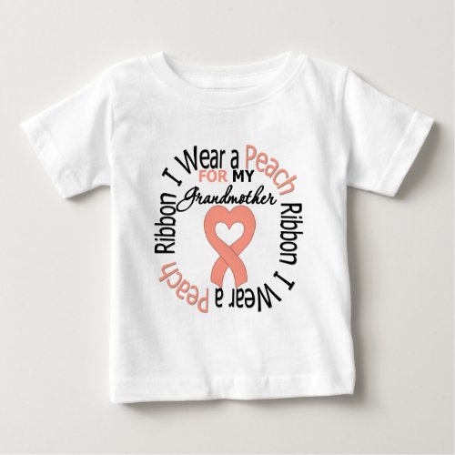 Uterine Cancer I Wear Peach Ribbon For Grandmother Baby T_Shirt