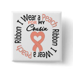 Uterine Cancer I Wear Peach Ribbon For My Cousin Pinback Button