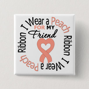 Uterine Cancer I Wear Peach Ribbon For My Friend Button