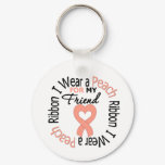 Uterine Cancer I Wear Peach Ribbon For My Friend Keychain