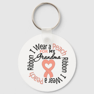 Uterine Cancer I Wear Peach Ribbon For My Grandma Keychain